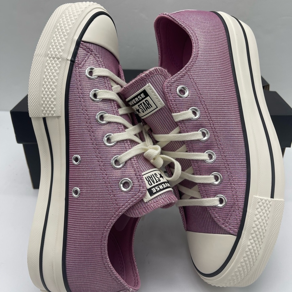 Converse WMNS Chuck Taylor All Star Lift Ox Platform Sparkle Low Top Sneakers - Picture 9 of 16